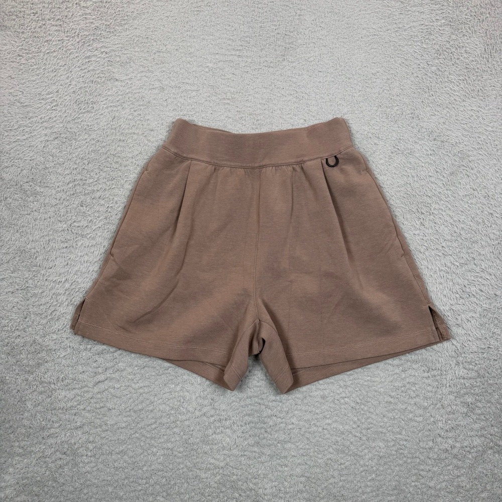 Nike 24.7 Dri-FIT Womens High Rise Shorts Taupe Brown XS Pockets Ribbed Waist